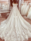 Chic Bridal Gown Elegant Italian Noodle Strap A-Line Lace Wedding Bridal Dress Bridal Gowns HZ1214
