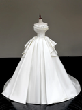 Unique Bridal Gown Ball Gown Strapless White Satin Wedding Dresses Bridal Gowns HZ1214