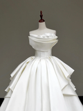 Unique Bridal Gown Ball Gown Strapless White Satin Wedding Dresses Bridal Gowns HZ1214