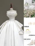 Unique Bridal Gown Ball Gown Strapless White Satin Wedding Dresses Bridal Gowns HZ1214