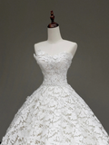 Unique Bridal Gown Ball Gown Strapless White Lace Wedding Dresses Bridal Gowns HZ1214
