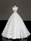 Unique Bridal Gown Ball Gown Strapless White Lace Wedding Dresses Bridal Gowns HZ1214