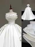 Unique Bridal Gown Ball Gown Strapless White Satin Wedding Dresses Bridal Gowns HZ1214