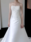 Unique Bridal Gown Mermaid Strapless White Satin Wedding Dresses Bridal Gowns HZ1214