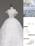 Unique Bridal Gown Ball Gown Strapless Lace White Satin Wedding Dresses Bridal Gowns HZ1214