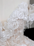 Unique Bridal Gown Ball Gown Strapless Lace White Satin Wedding Dresses Bridal Gowns HZ1214