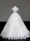 Unique Bridal Gown Ball Gown Strapless Lace White Satin Wedding Dresses Bridal Gowns HZ1214