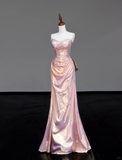 Gorgeous Mermaid Sweetheart Pink Sequin Long Prom Dresses Graduation Dresses HZ1214