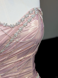 Gorgeous Mermaid Sweetheart Pink Sequin Long Prom Dresses Graduation Dresses HZ1214