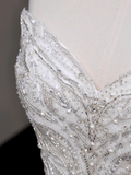 Unique Bridal Gown Mermaid Sweetheart White Satin Wedding Dresses Beads Bridal Gowns HZ1214