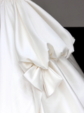 Classy Elegant Ball Gown Off The Shoulder White Short Sleeves Satin Wedding Dress Brides Dress HZ1214