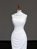 Unique Bridal Gown Mermaid Strapless White Chiffon Wedding Dresses Bridal Gowns HZ1214