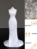 Unique Bridal Gown Mermaid Strapless White Chiffon Wedding Dresses Bridal Gowns HZ1214