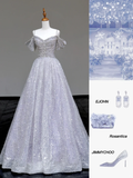 Gorgeous A line Spaghetti Straps Sequin Long Prom Dresses Graduation Dresses HZ1214