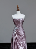 Gorgeous A Line Strapless Sequin Lilac Long Prom Dress Party Dress Graduation Dresses HZ1214