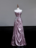 Gorgeous A Line Strapless Sequin Lilac Long Prom Dress Party Dress Graduation Dresses HZ1214