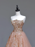Gorgeous Ball Gown Strapless Sequin Long Prom Dress Party Dress Graduation Dresses HZ1214