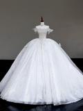 Unique Bridal Gown Ball Gown Off The Shoulder White Sequin Wedding Dresses Bridal Gowns HZ1214