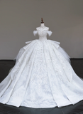 Unique Bridal Gown Ball Gown High Neckline White Sequin Wedding Dresses Bridal Gowns HZ1214