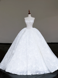 Unique Bridal Gown Ball Gown Sweetheart Lace White Satin Wedding Dresses Bridal Gowns HZ1214
