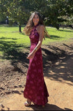 Gorgeous A line Pink Floral Long Prom Dresses Formal Summer Wedding Guest Dresses Wedding Guest Outfits HZ1214