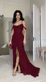 Classy Mermaid Spaghetti Straps Burgundy Prom Dresses Formal Summer Wedding Guest Dresses Wedding Guest Outfits HZ1214