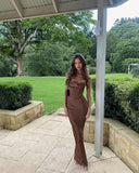 Classy Mermaid Spaghetti Straps Brown Prom Dresses Formal Summer Wedding Guest Dresses Wedding Guest Outfits HZ1214