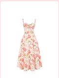 Elegant Wedding Guest Outfit Ball Gown Pink Floral Formal Night Dresses Summer Tea Length Wedding Guest Dresses HZ1214