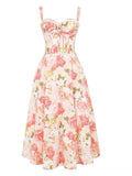 Elegant Wedding Guest Outfit Ball Gown Pink Floral Formal Night Dresses Summer Tea Length Wedding Guest Dresses HZ1214