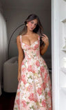 Elegant Wedding Guest Outfit Ball Gown Pink Floral Formal Night Dresses Summer Tea Length Wedding Guest Dresses HZ1214