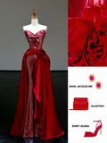 Gorgeous Sheath Sweetheart Sequin Red Long Prom Dress Party Dress Graduation Dresses HZ1214