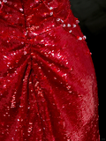 Gorgeous Sheath Sweetheart Sequin Red Slit Long Prom Dress Party Dress Graduation Dresses HZ1214