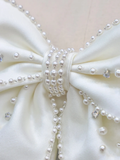 Simple Bridal Gown Mermaid Strapless Satin White Wedding Dresses Minimalist Bridal Gowns HZ1214