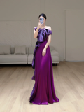 Gorgeous Mermaid Off The Shoulder Grape Satin Long Prom Dress Party Dress Graduation Dresses HZ1214