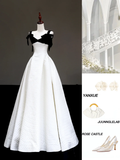 Gorgeous A line Spaghetti Straps White Long Prom Dress Party Dress Graduation Dresses HZ1214