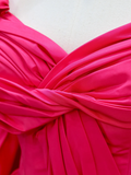 Elegant Glamour Ball Gown Hot Pink Satin Long Prom Dress Party Dress Evening Dresses HZ1214