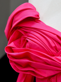Elegant Glamour Ball Gown Hot Pink Satin Long Prom Dress Party Dress Evening Dresses HZ1214