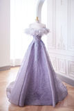 Elegant Glamour Ball Gown Off The Shoulder Lilac Feathers Prom Dress Party Dress Evening Dresses HZ1214