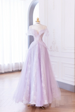 Elegant Glamour Ball Gown Off The Shoulder Lilac Tulle Prom Dress Party Dress Evening Dresses HZ1214
