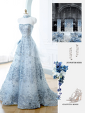 Elegant Glamour Ball Gown Sequin Blue Prom Dress Party Dress Evening Dresses HZ1214