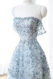 Elegant Glamour Ball Gown Sequin Blue Prom Dress Party Dress Evening Dresses HZ1214