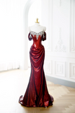 Classy Mermaid Burgundy Sequin Long Evening Gowns Party Dress Evening Dresses HZ1214