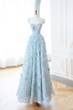 Elegant Glamour Ball Gown Sweetheart Sequin Blue Prom Dress Party Dress Evening Dresses HZ1214
