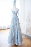 Elegant Glamour Ball Gown Sweetheart Sequin Blue Prom Dress Party Dress Evening Dresses HZ1214