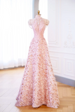 Elegant Glamour Ball Gown Pink Sequin Evening Gowns Party Dress Classy Gowns Evening Dresses HZ1214