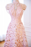 Elegant Glamour Ball Gown Pink Sequin Evening Gowns Party Dress Classy Gowns Evening Dresses HZ1214