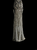Elegant Glamour Mermaid V Neck Sequin Gray Backless Long Prom Dresses Party Dress Evening Dress HZ1214