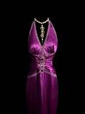 Elegant Glamour Mermaid Halter Grape Backless Satin Long Prom Dresses Party Dress Evening Dress HZ1214