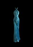 Elegant Glamour Mermaid Halter Blue Satin Long Prom Dresses Party Dress Evening Dress HZ1214