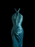 Elegant Glamour Mermaid Halter Blue Satin Long Prom Dresses Party Dress Evening Dress HZ1214